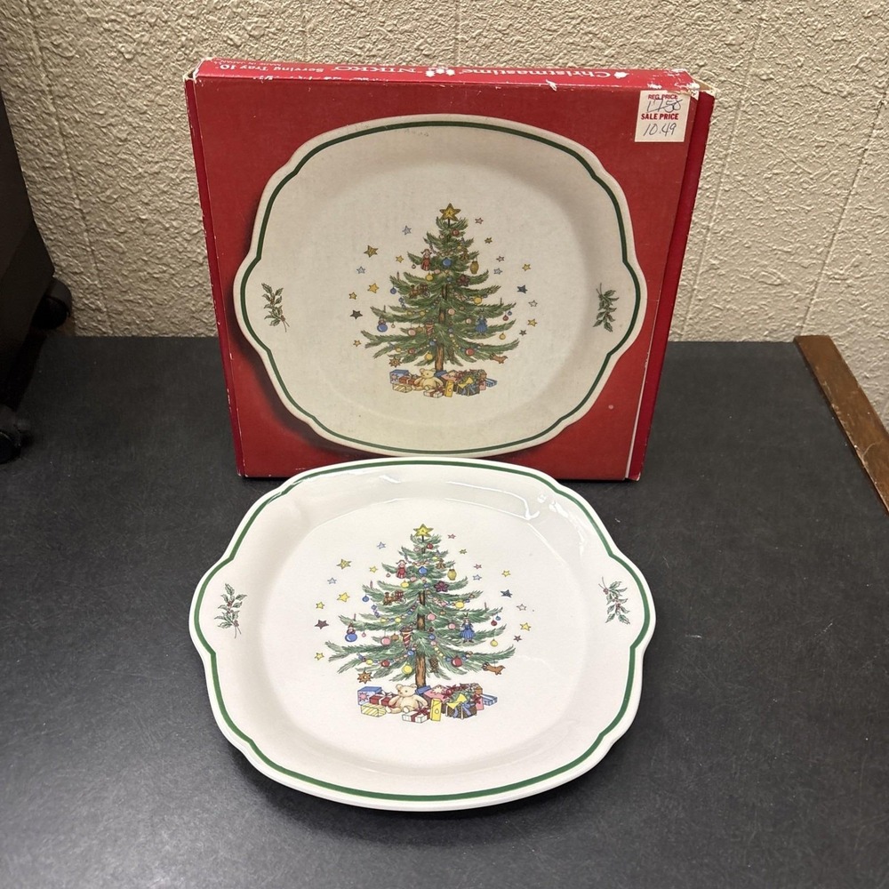 Nikko~Christmastime~Happy Holidays~Pie Plate/Serving Platter~10"~IOB